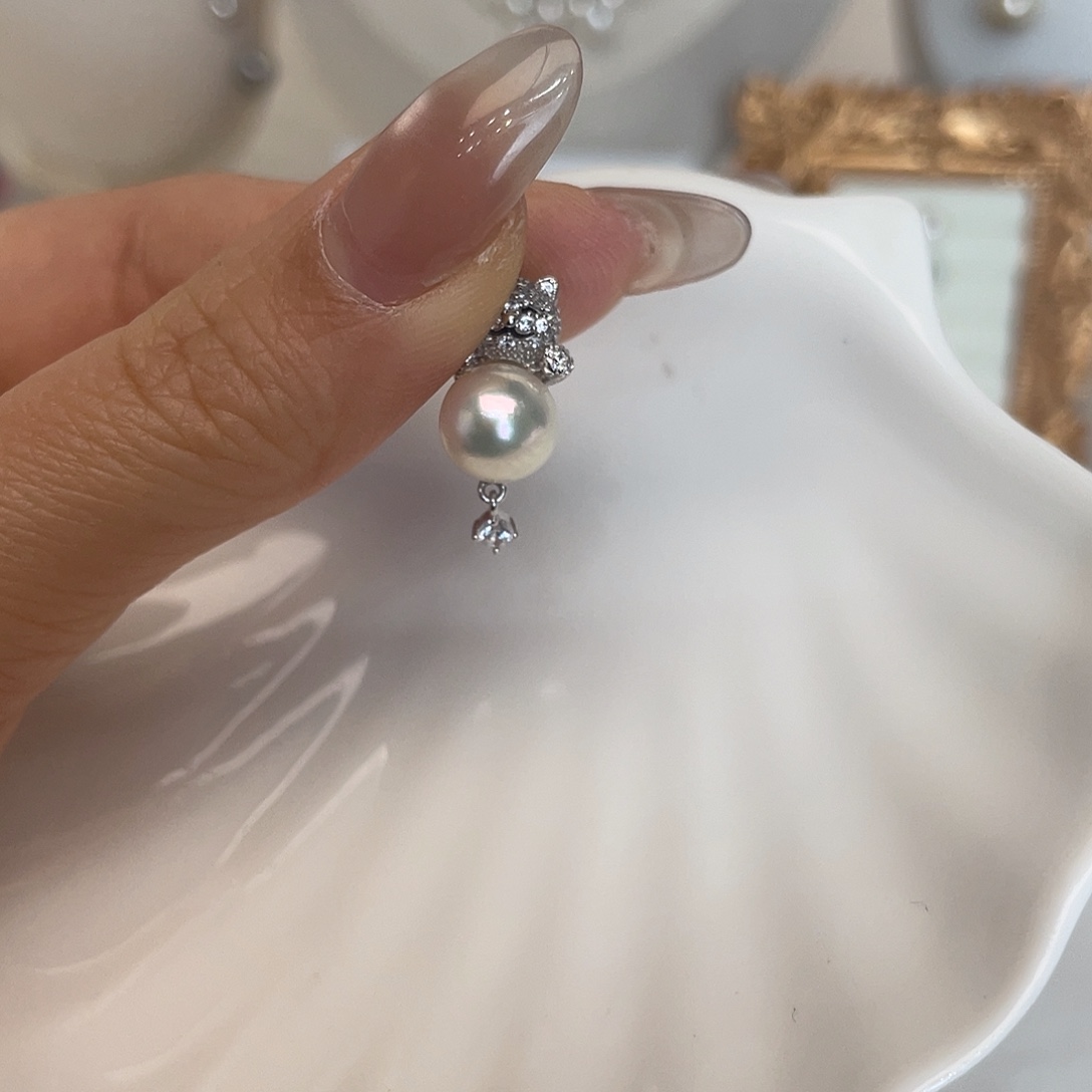 吊坠(不含链)银S925镶嵌海水珍珠