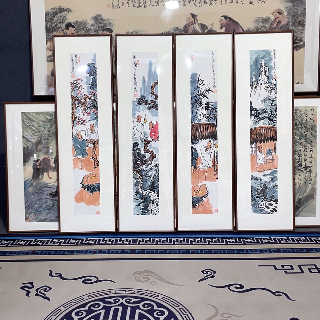 国画手绘画作品带框