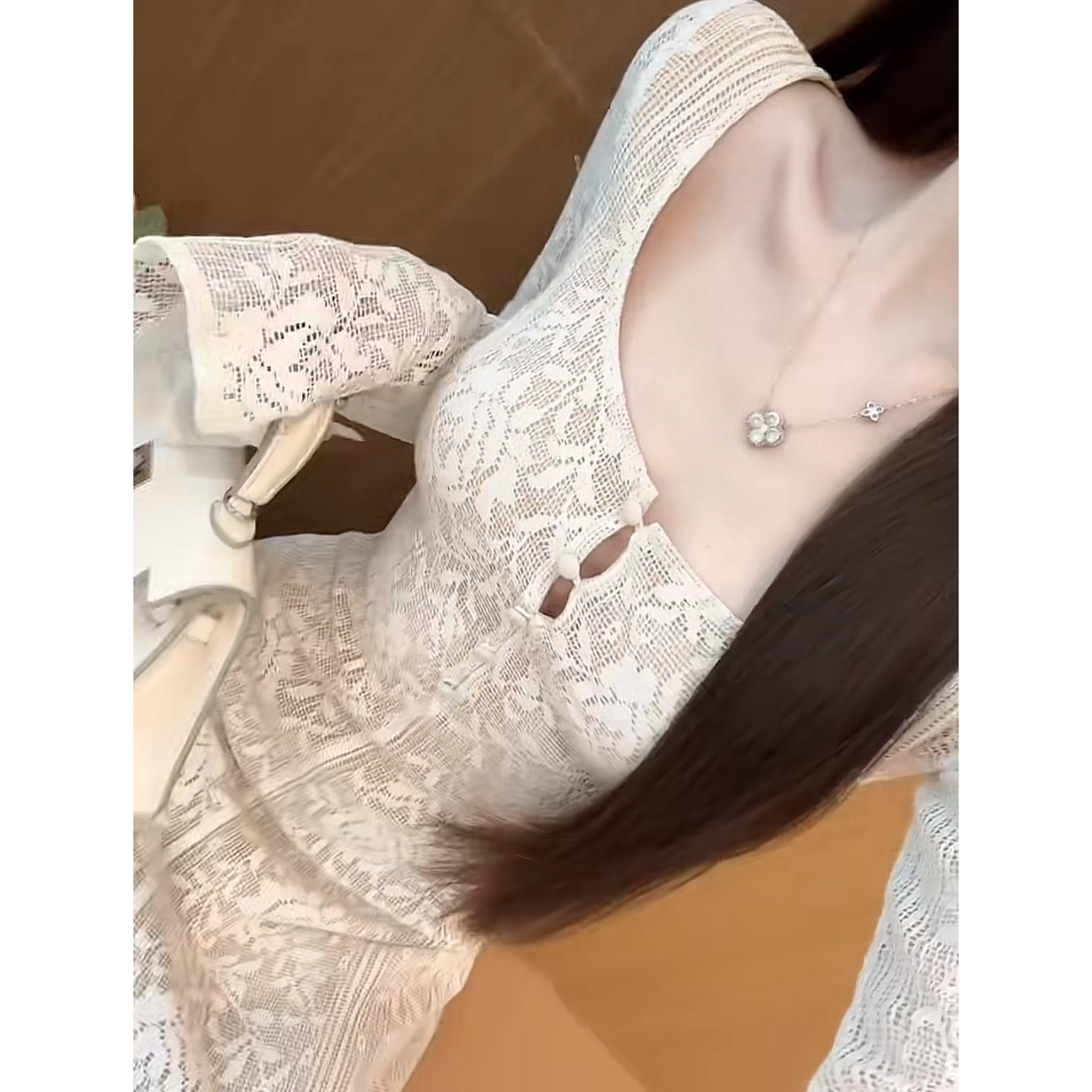 南法叙事 喇叭长袖长裙修身收腰连衣裙女