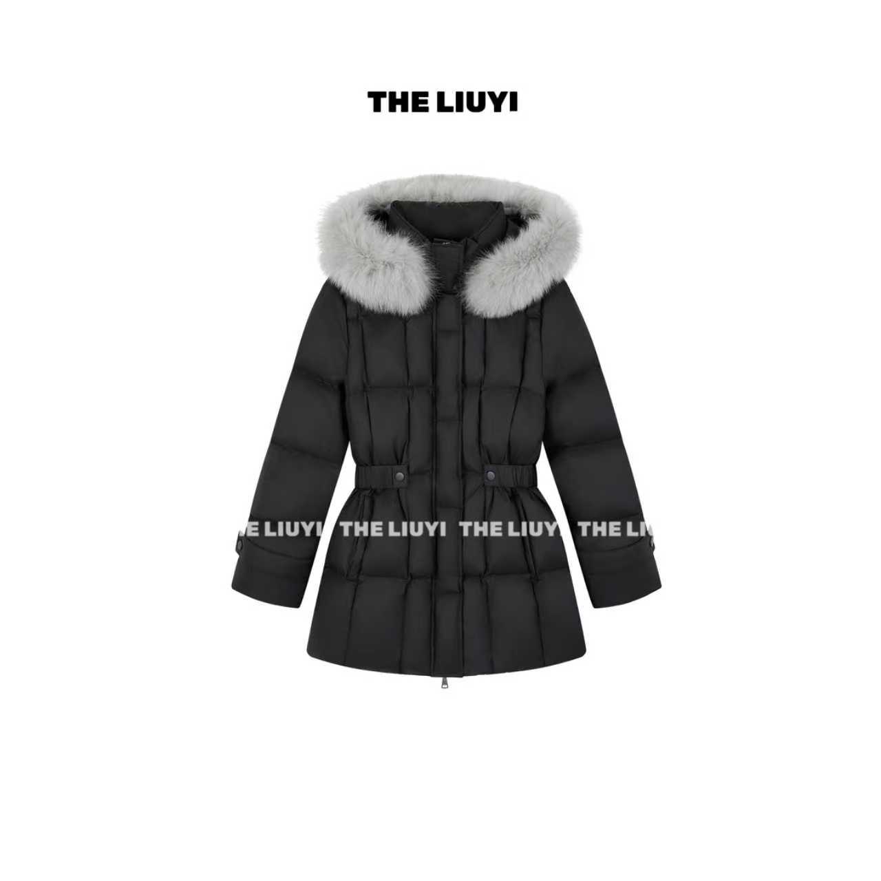 【LIUYI】冬日恋人~90白鸭绒狐狸毛领收腰显瘦羽绒服外套 512141