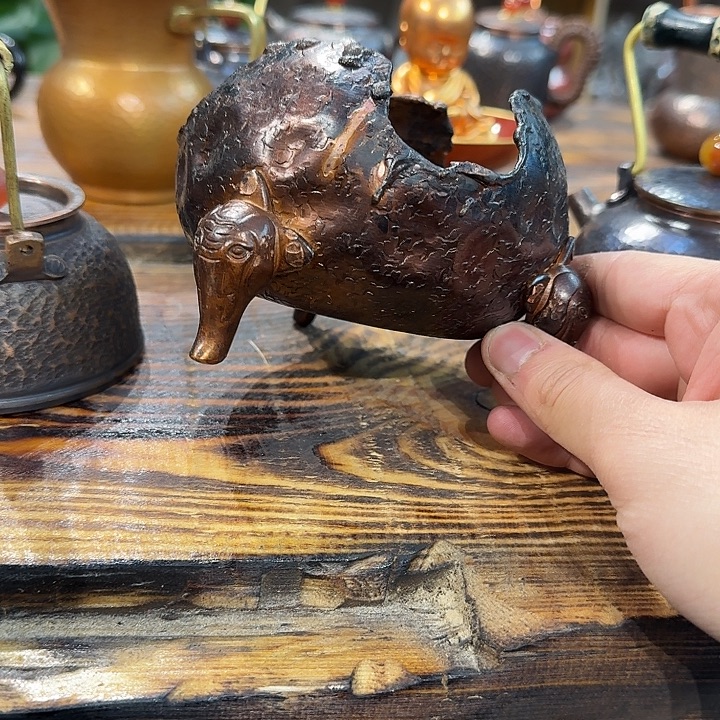 紫铜手工三足温茶炉