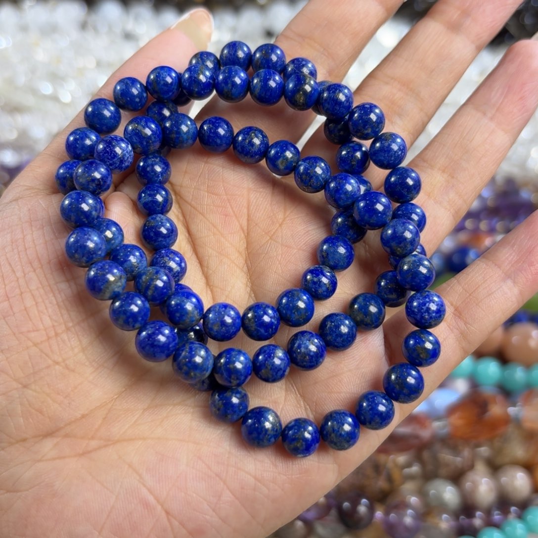 玛瑙/玉髓未镶嵌珠宝半成品绕手三圈卡7天然青金