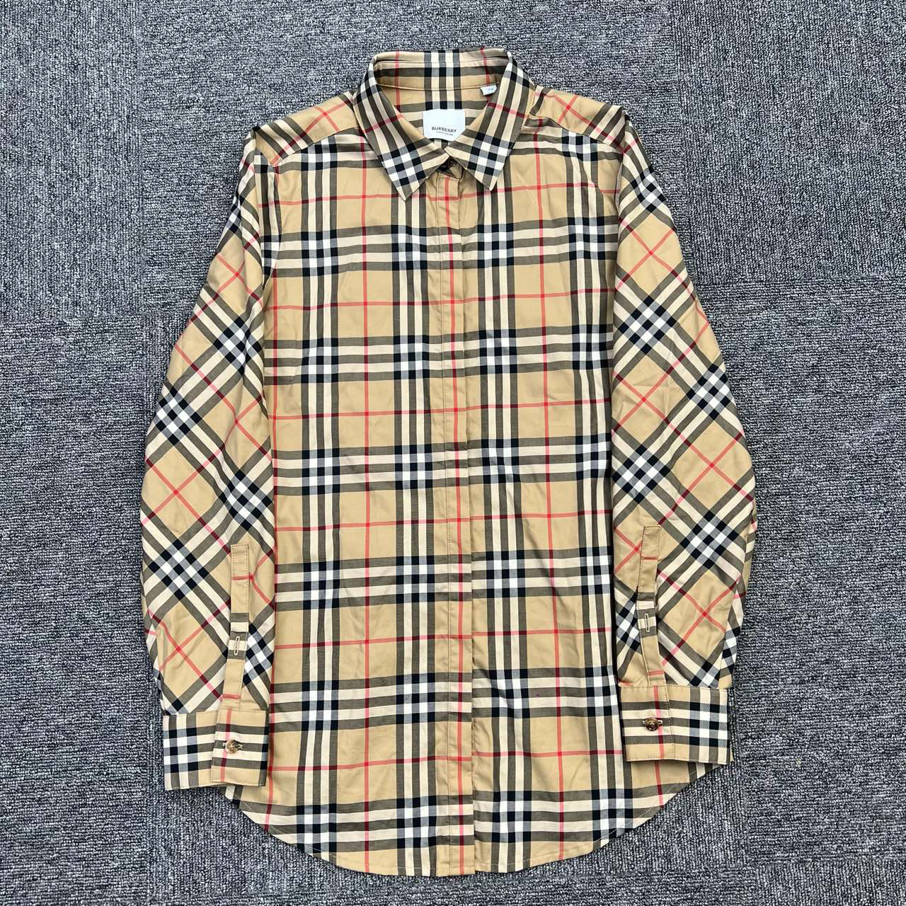 99新 BURBERRY/博柏利 经典格纹收腰衬衣/uk6码/女款/编码06857