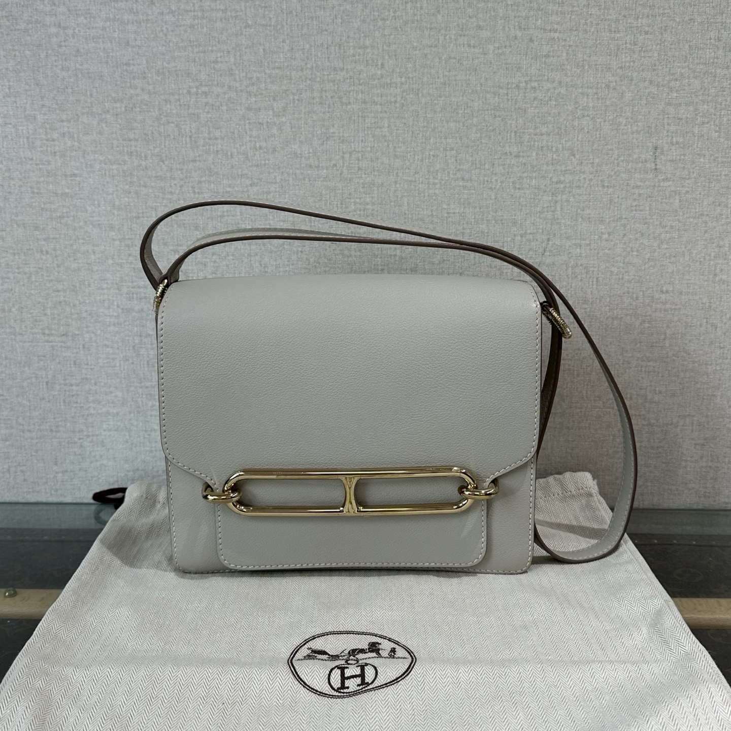 95新 Hermes/爱马仕 Roulis猪鼻子23金扣单肩包 29327