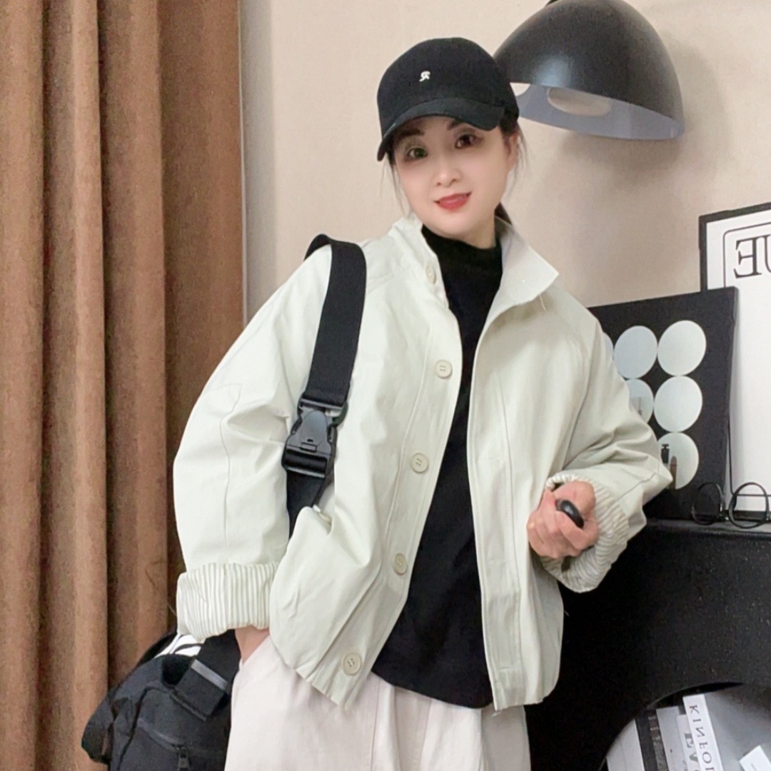 8021#韩版宽松百搭休闲立领短款时尚ins女士春秋短外套