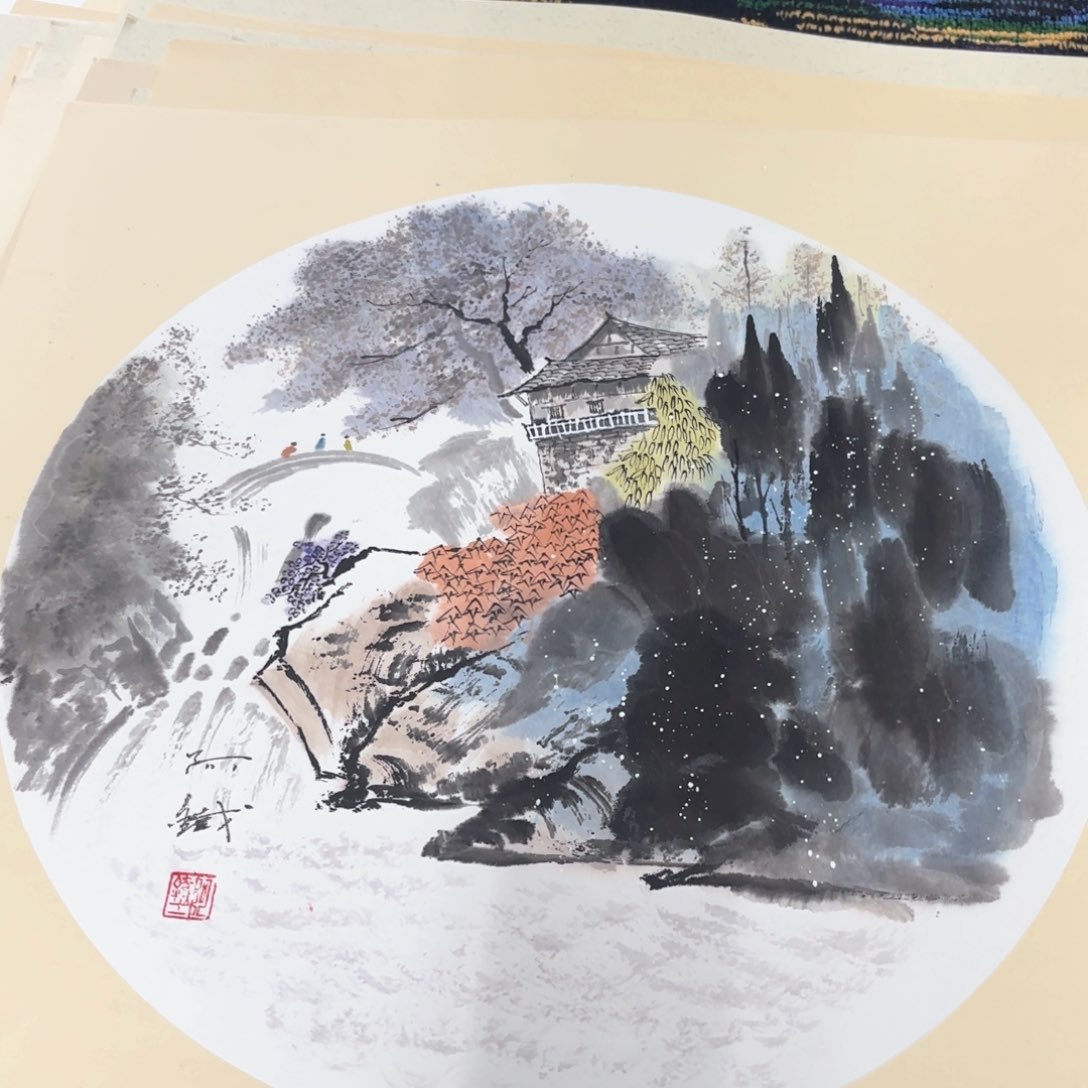 国画新*人赵铁斗方卡纸作品朱