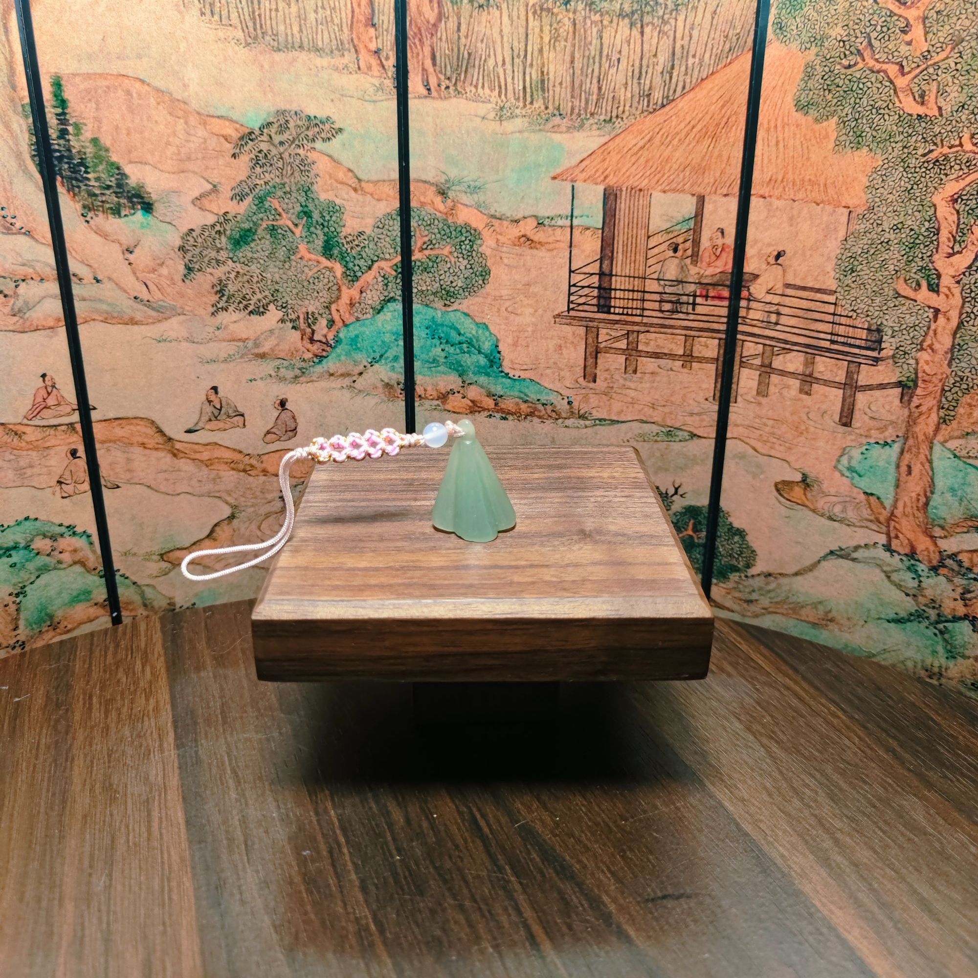 N和田玉莲蓬钥匙扣0739