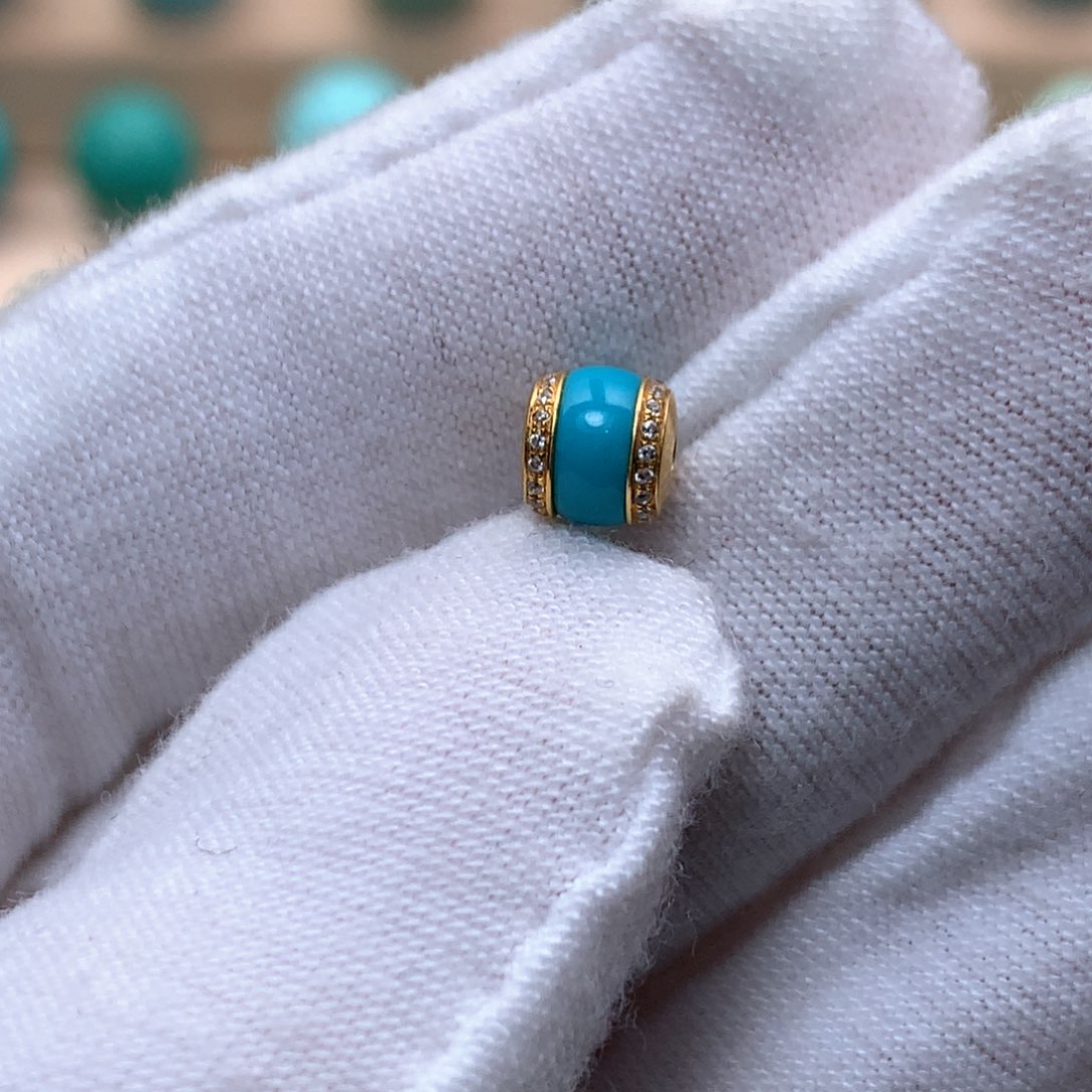 绿松石珠宝奇石18K金镶嵌