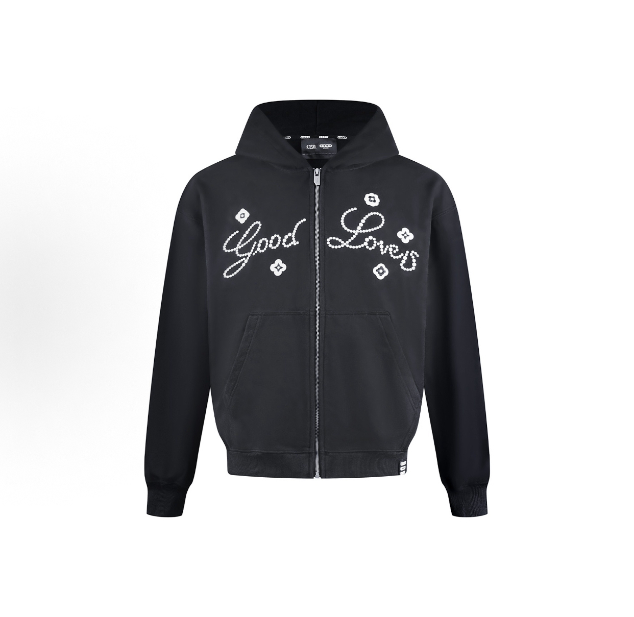 G0D朱志鑫同款2025s小花标语时尚轻奢高级感拉链卫衣外套男女同款