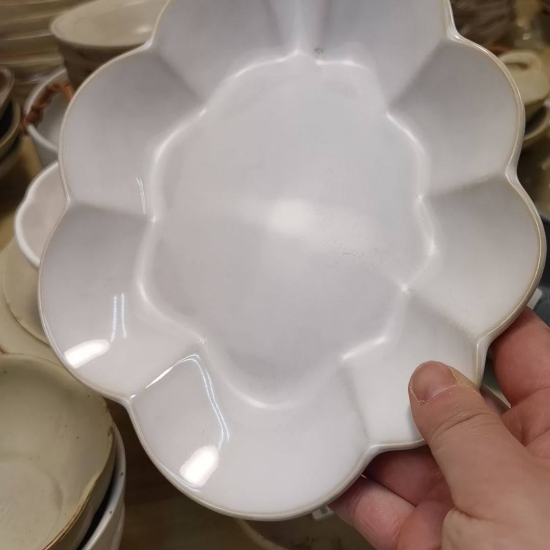 瓷片微瑕初恋系列八寸浅盘三个一组