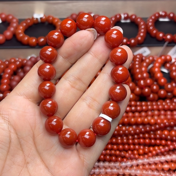 n***宗玛瑙/玉髓未镶嵌天然玛瑙手串单圈
