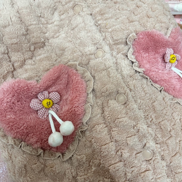 女士冬季三层夹棉加厚粉袍加裤