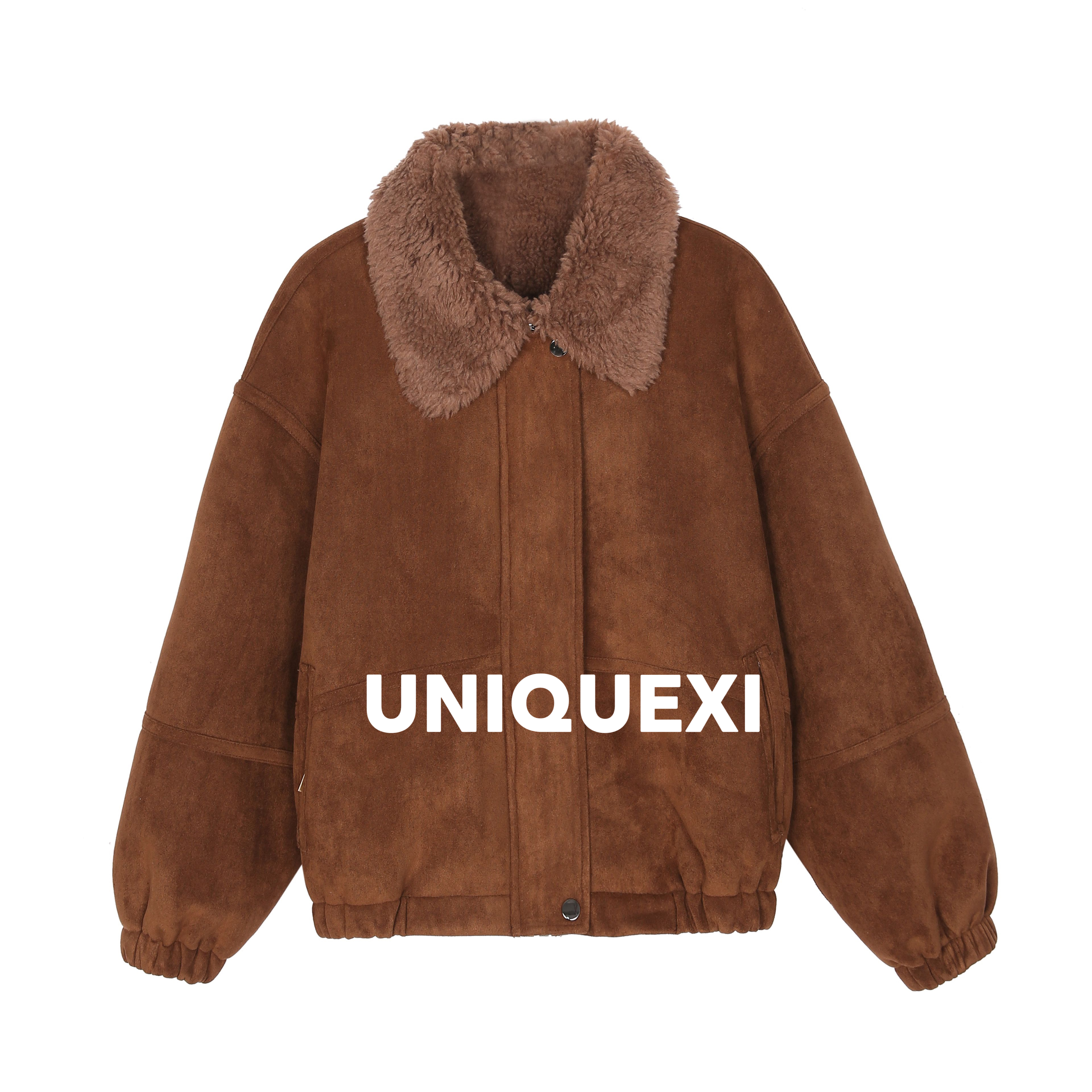 LIU长袖INS风冬厚款宽松型短外套复古羊羔绒休闲25-197-YM11-1