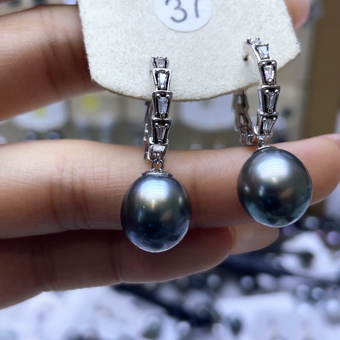 海水珍珠耳饰银S925镶嵌