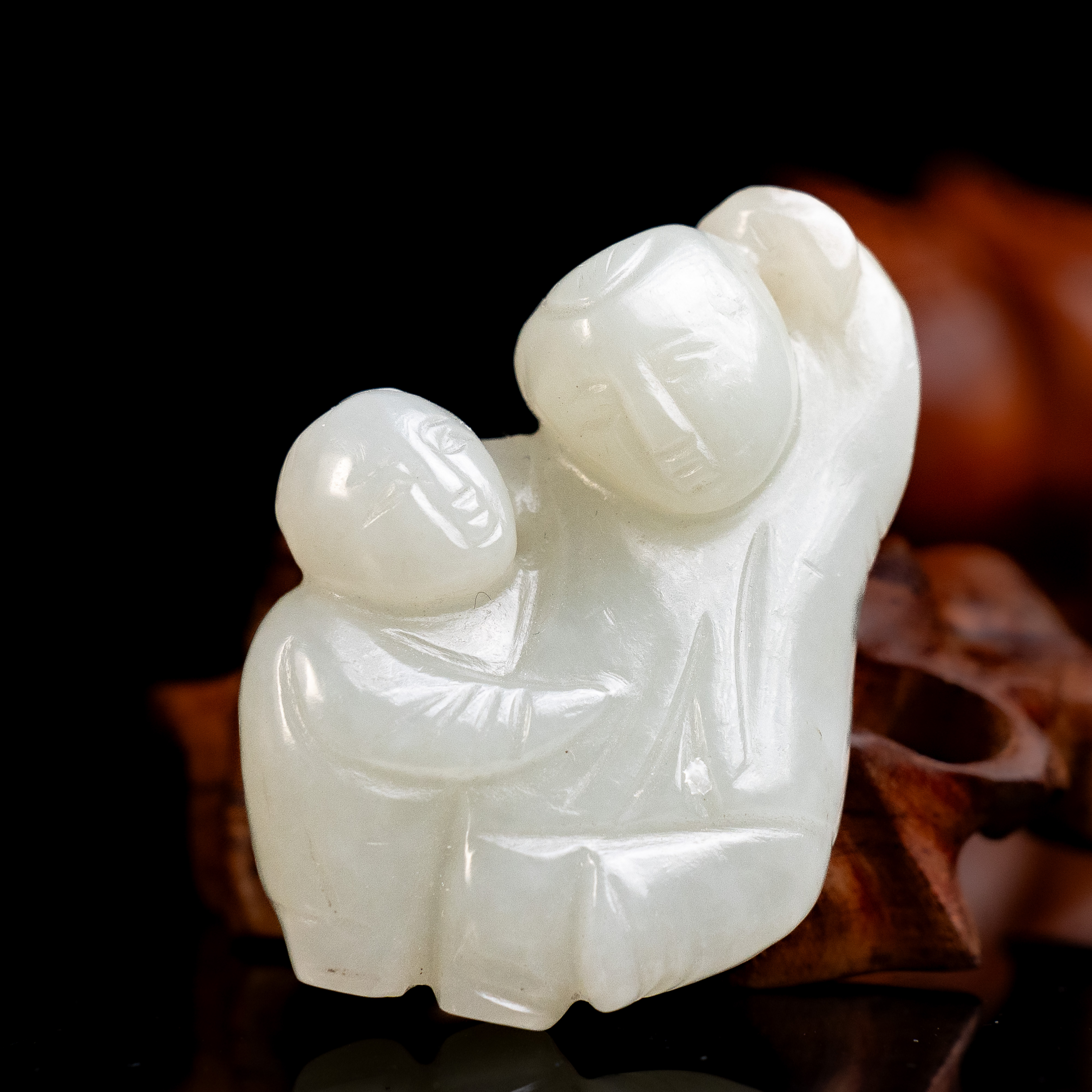 清代和田玉童子把件-NX