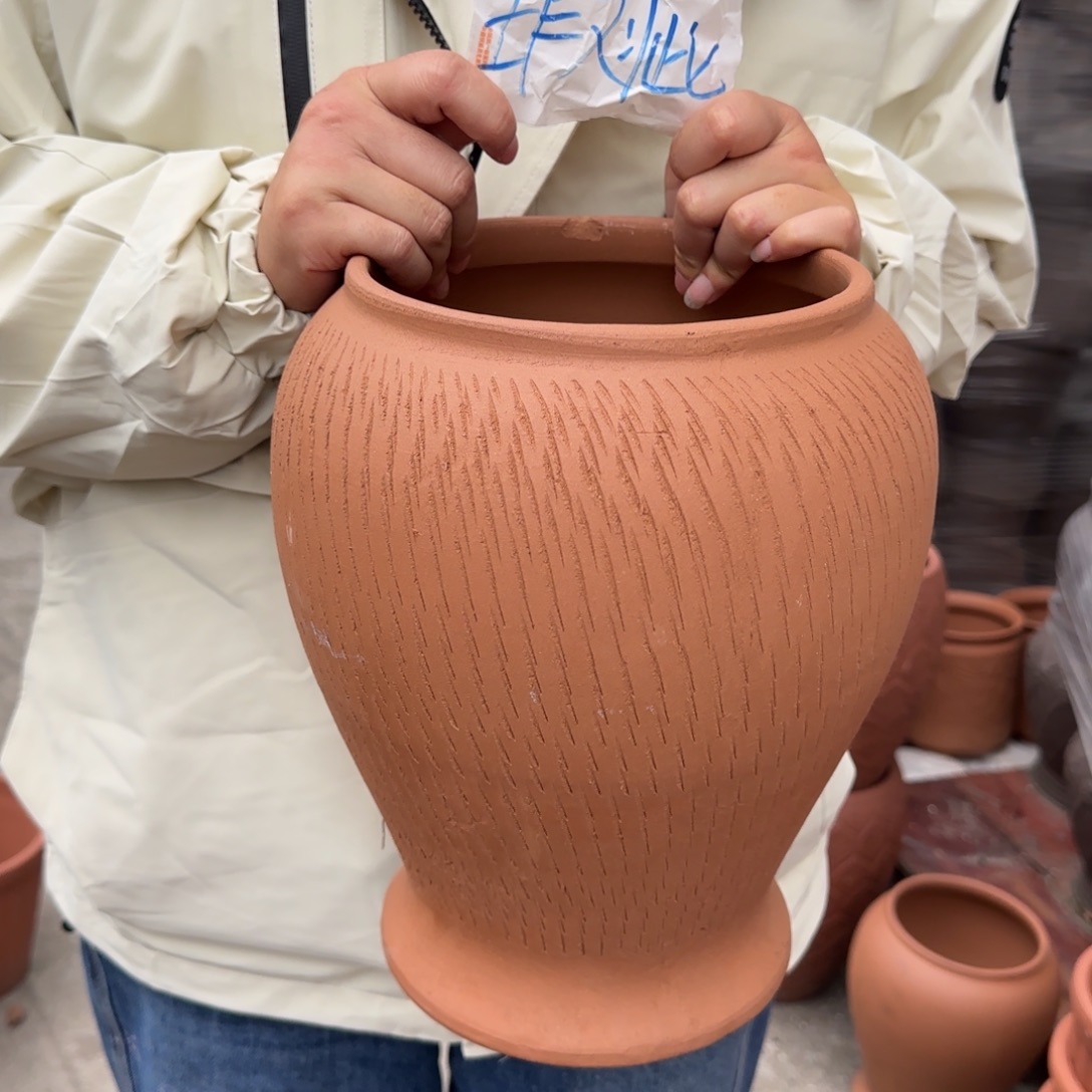 紫砂花盆口20高29宜兴紫砂瑕疵