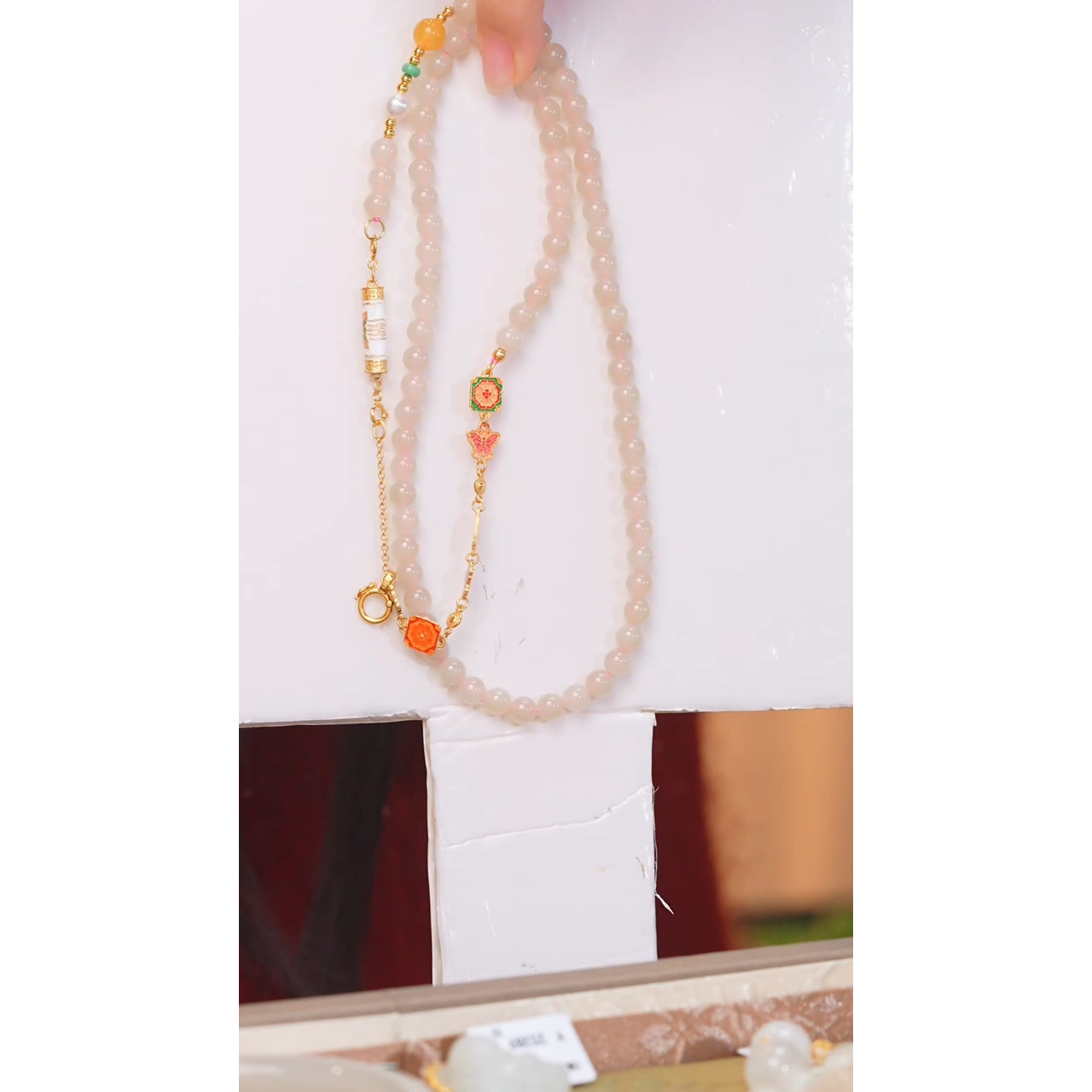 和田玉项链未镶嵌藕粉@@E9928