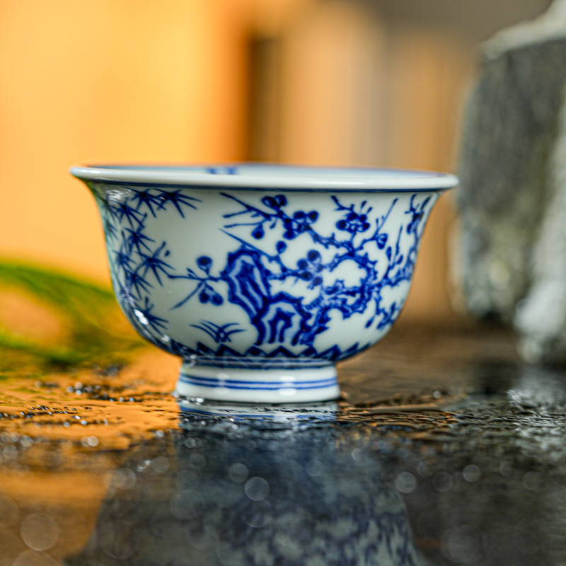 【瓷见如故】墨舍柴窑松竹梅大压手杯moshe1153