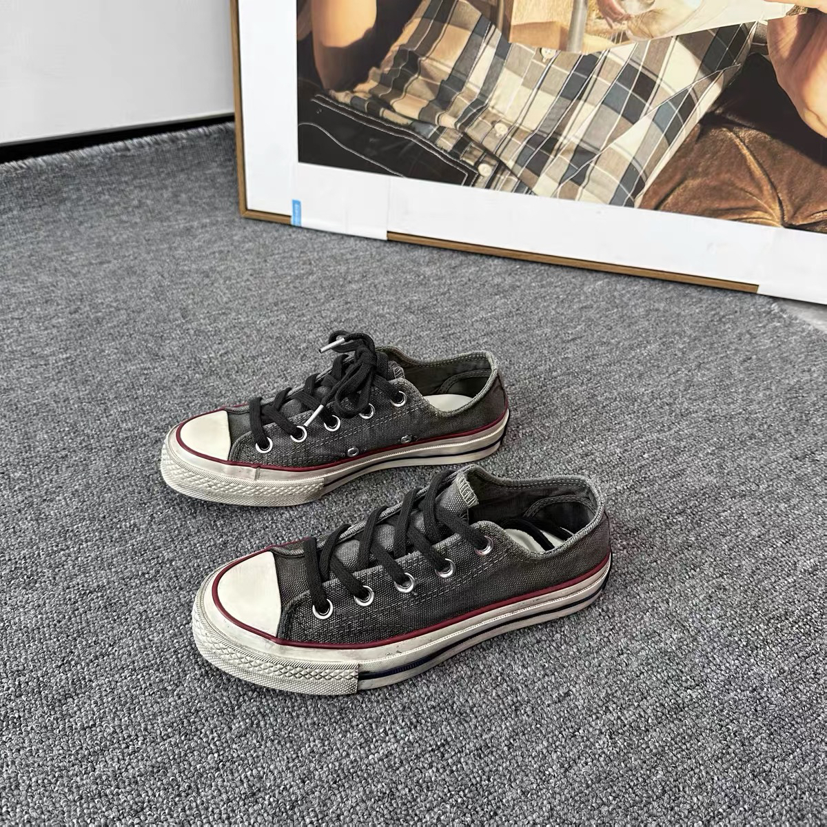 莞产高货复古做旧低帮帆布鞋女2025夏季新款时尚休闲平底脏脏鞋鞋