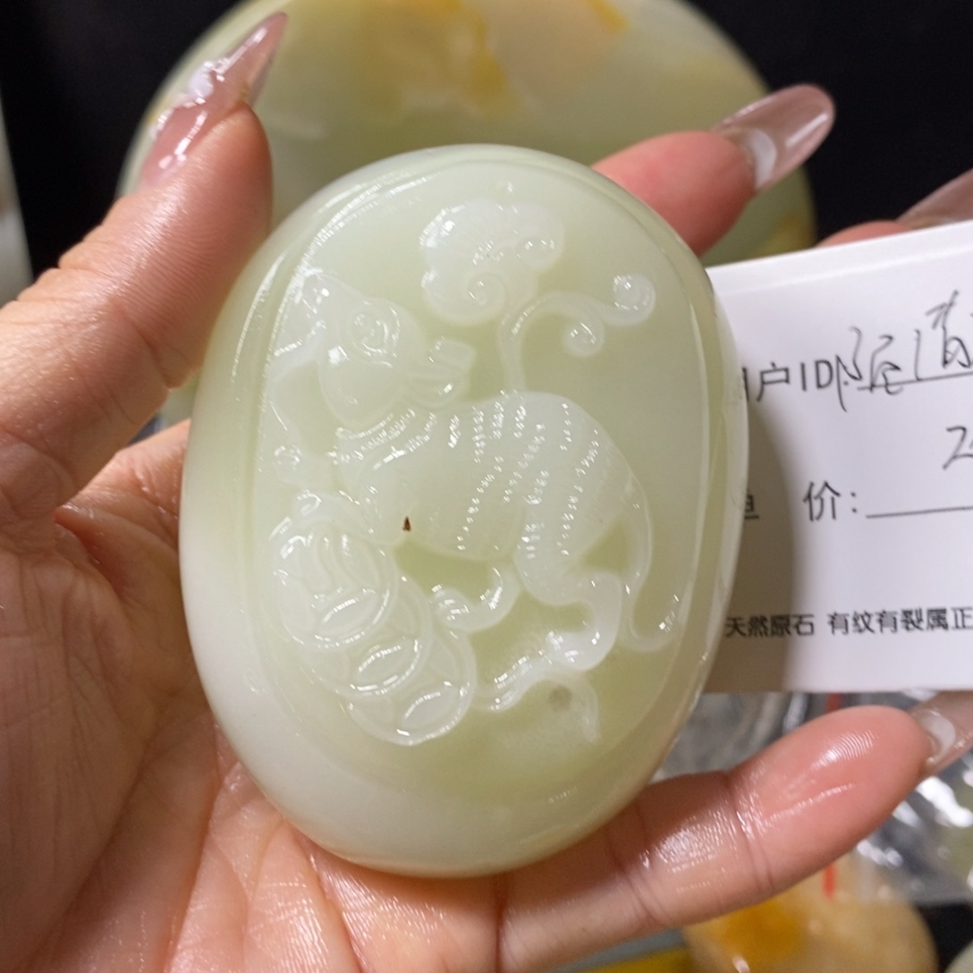 石材&**茗古青石手把件