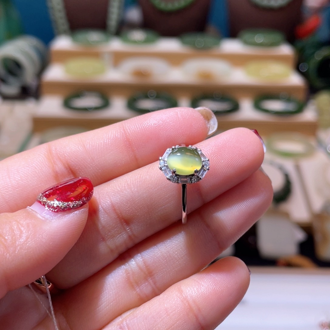 和田玉高品黄金猫戒指银S925镶嵌