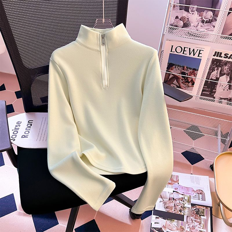 玲姐定制-加绒半拉链打底衫小蛮腰款秋冬保暖卫衣584517