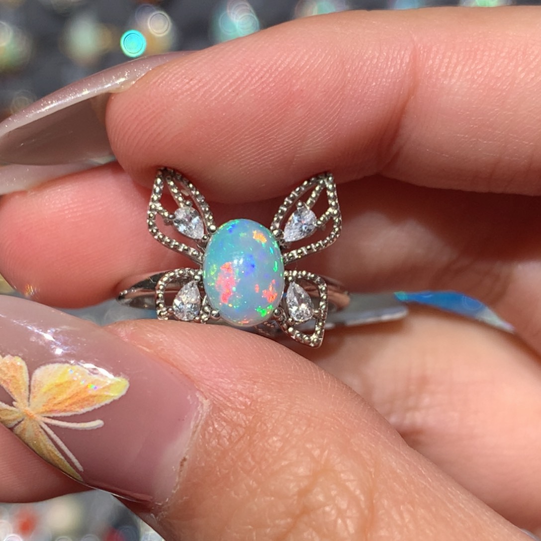 欧泊欧泊戒指y银S925镶嵌