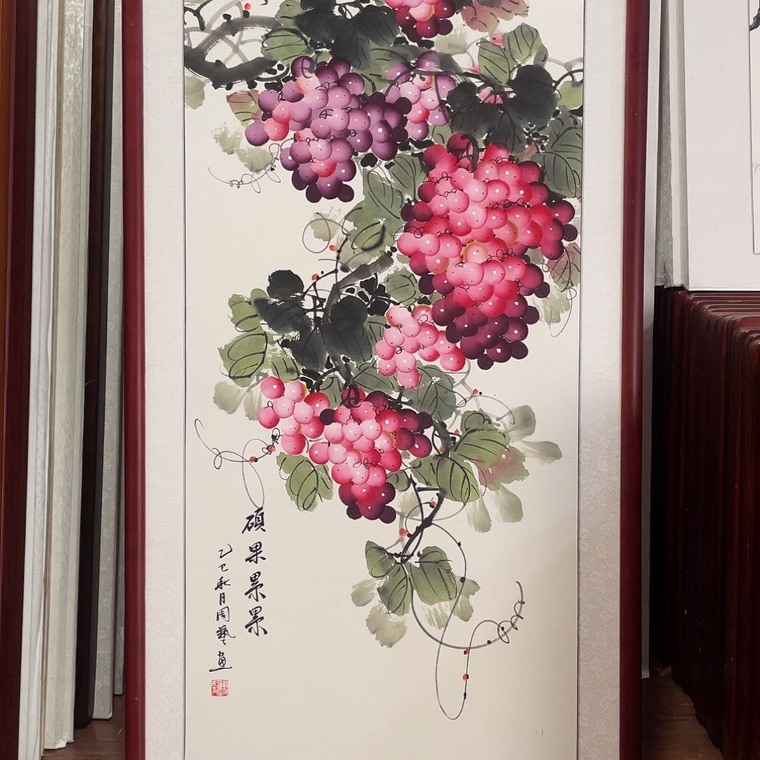 啊***啊国画带框尺寸63*123厘米
