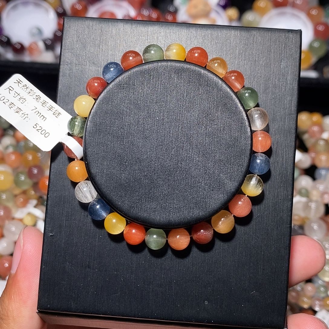 未镶嵌水晶手链彩兔毛