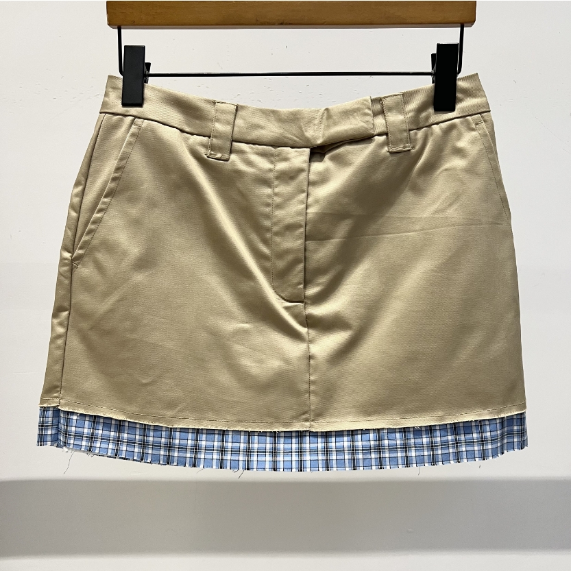 LiLi 新款拼接格子撞色背心马甲半裙时尚套装 16698W-2