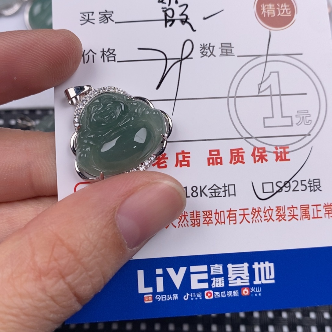 霞***爷翡翠银S925镶嵌颈饰