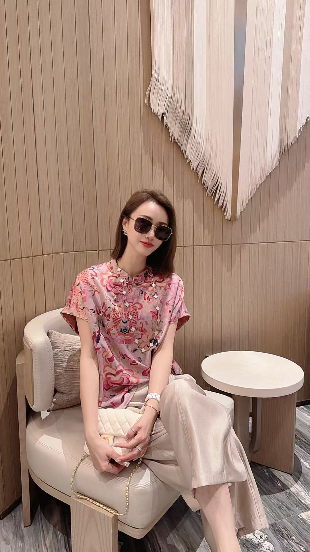 熙薇【瑞锦繁花】2025夏季国风人-丝香云纱斜襟盘扣上衣H2666