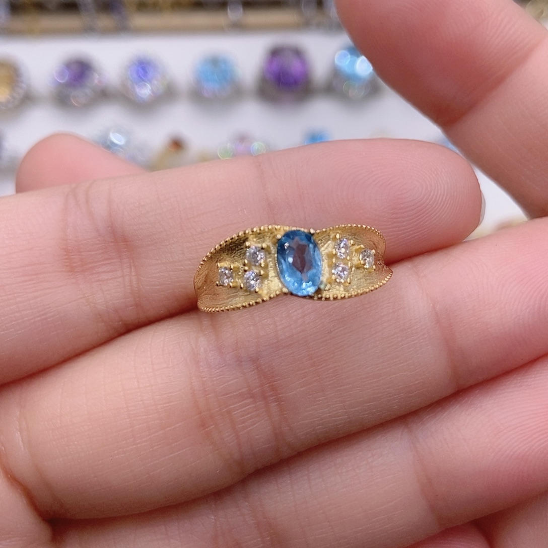 戒指银S925镶嵌托帕石