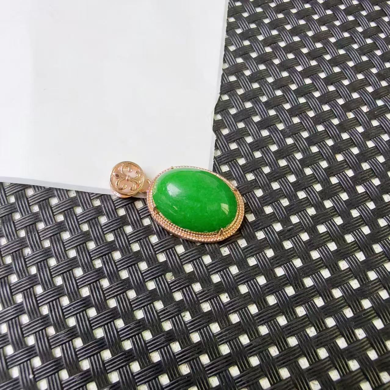 [小石]A1499绿色小蛋面吊坠