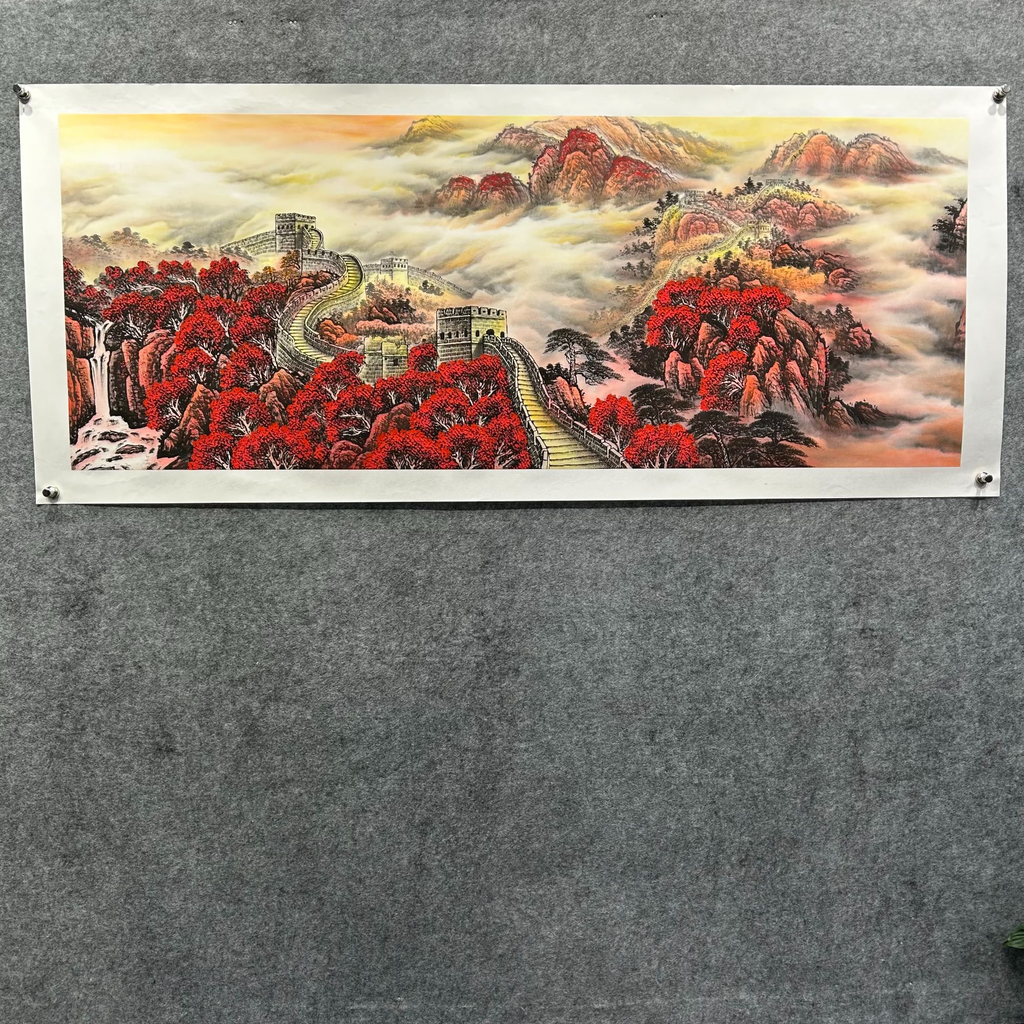 齐振家亲笔手绘长城图【雄关万里】190*80cm送锦礼盒收藏送礼作品