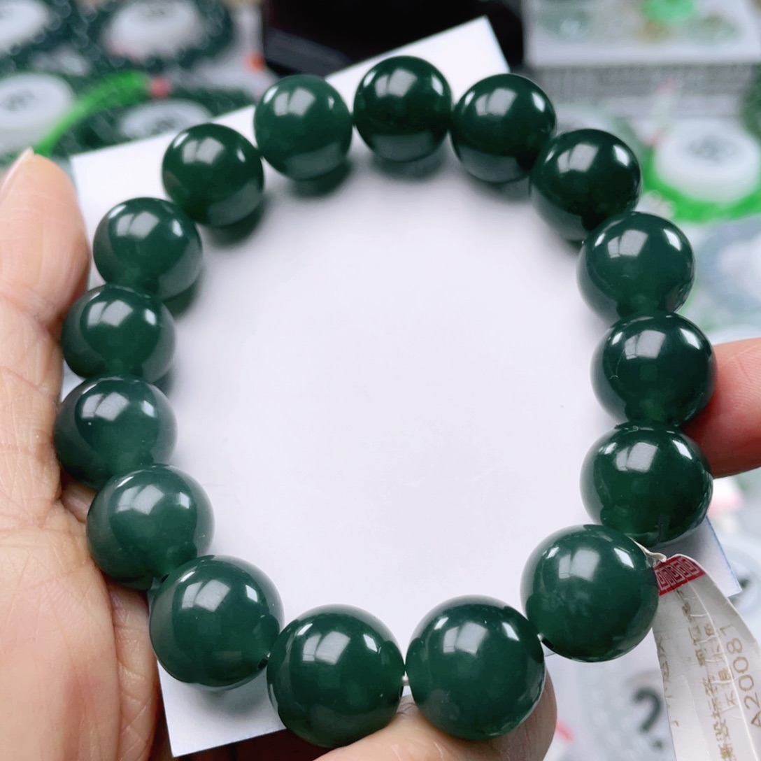翡翠手链未镶嵌天然翡翠手串13.6mm