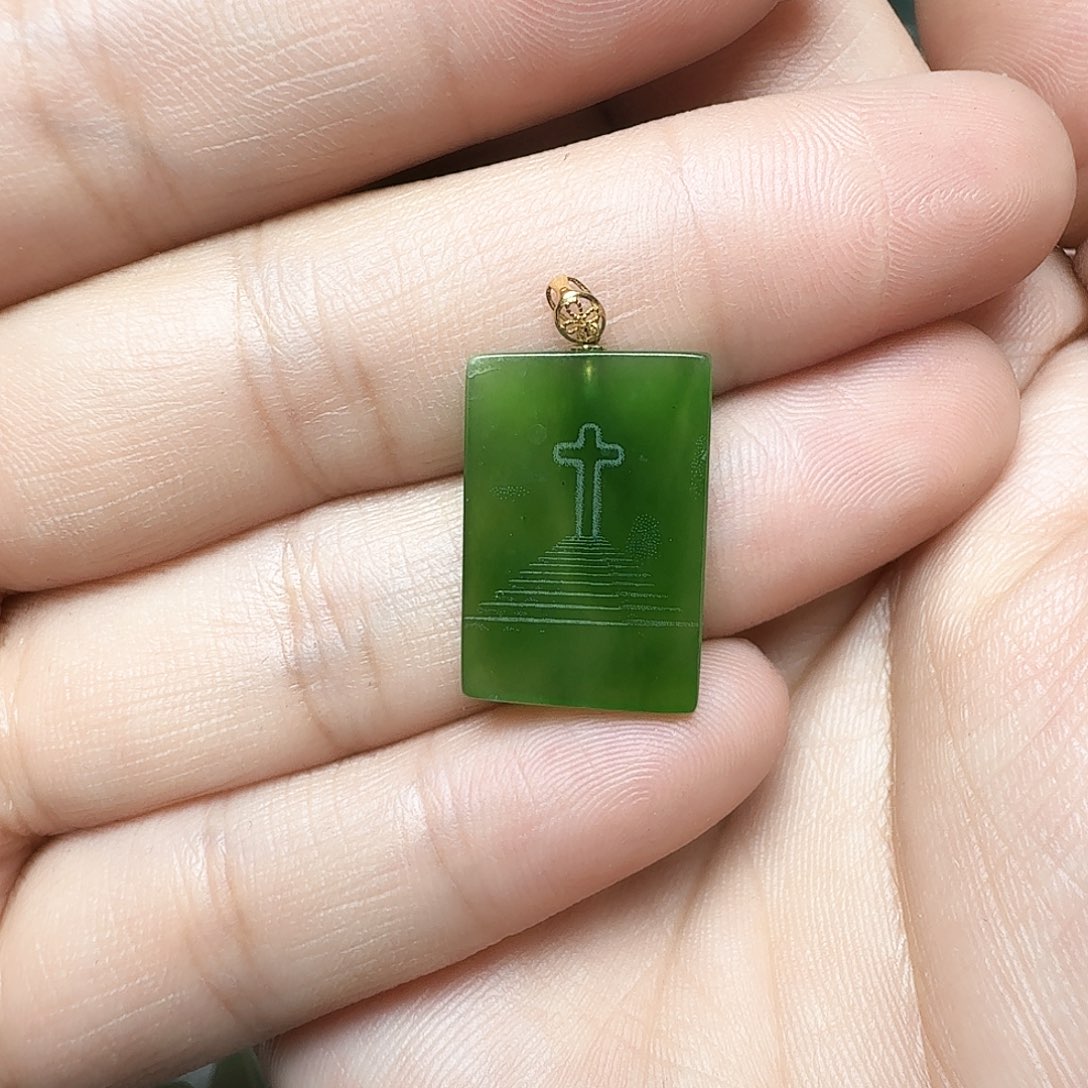 和田玉颈饰18K金镶嵌