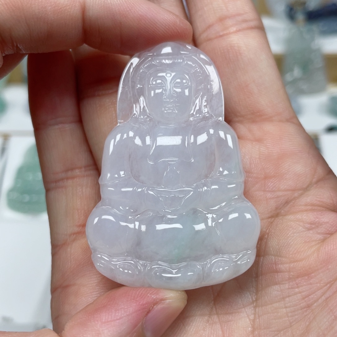 翡翠颈饰未镶嵌天然翡翠A货观音42号