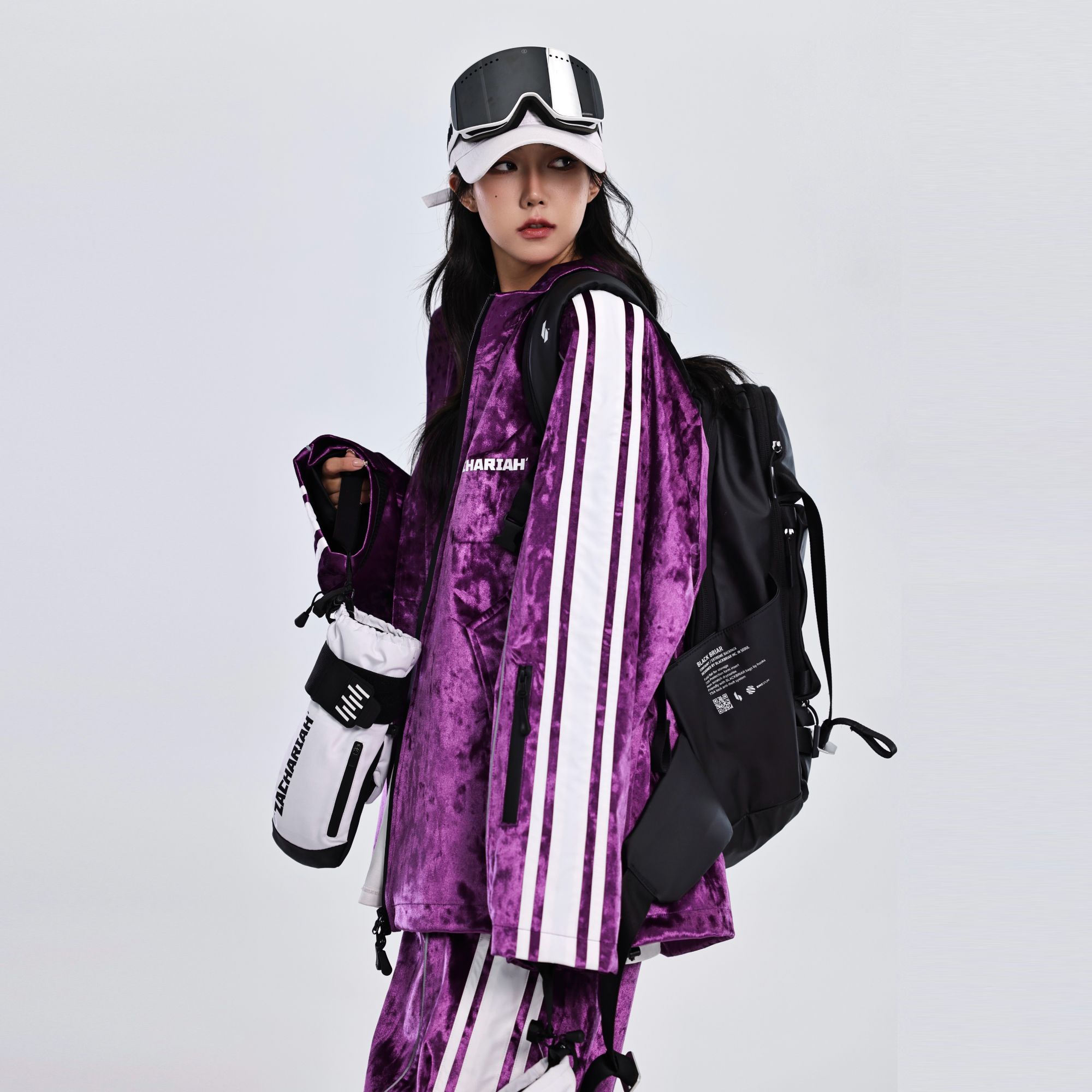 ZACHARIAH【凝夜紫】美式丝绒滑雪服单板男女款雪服套装装备整套