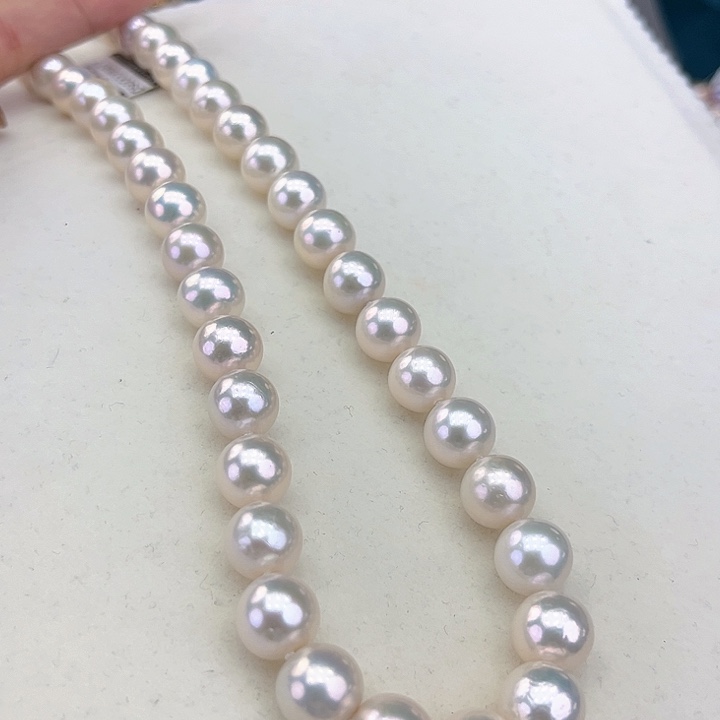 淡水珍珠颈饰银S925镶嵌10-11极光金属澳绿光高品