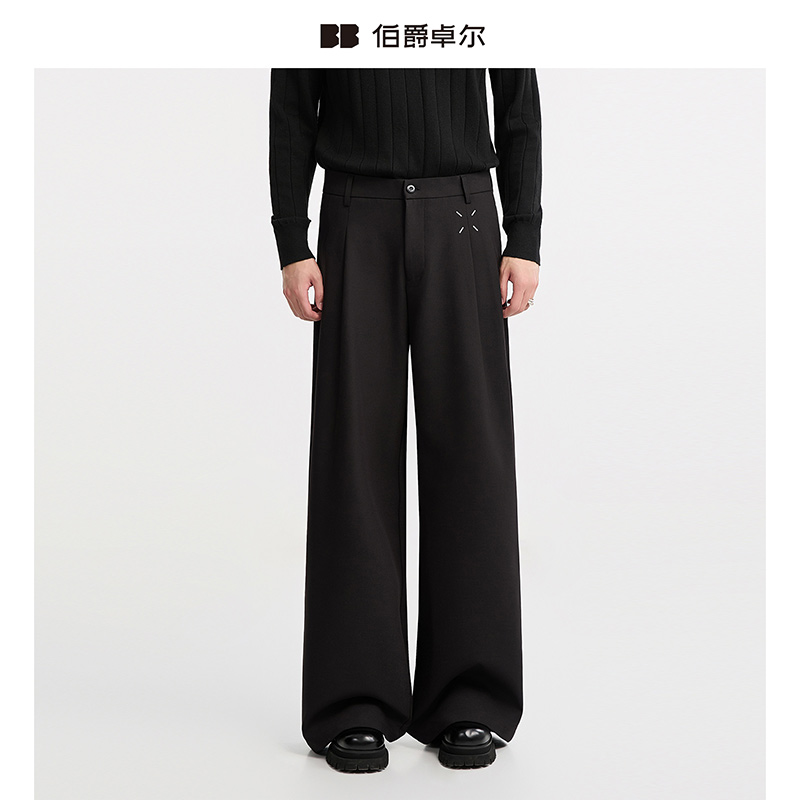【刺绣装饰】伯爵卓尔25秋冬季宽松休闲裤时尚挺阔直筒裤男F531265