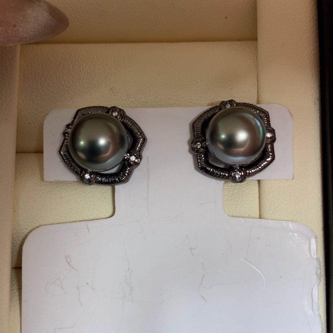 海水珍珠耳饰银S925镶嵌