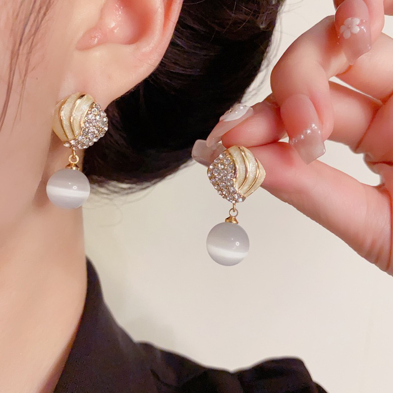 铜合金耳饰 法式复古镶钻几何耳坠女时尚轻奢百搭