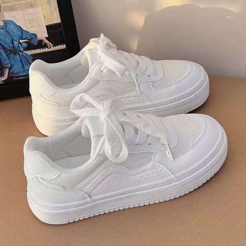 A569-高帮皮革拼接松糕底厚底百搭板鞋运动鞋休闲板鞋潮流