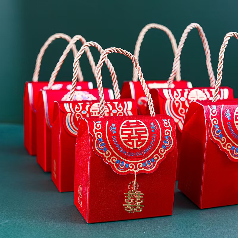 磨砂喜糖盒子中式婚礼糖果盒回礼喜伴手礼结婚磨砂亮闪喜糖盒 