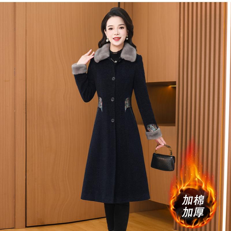 【外套】2025年冬季新款优雅大气时尚休闲修身加绒毛呢外套M-4XL