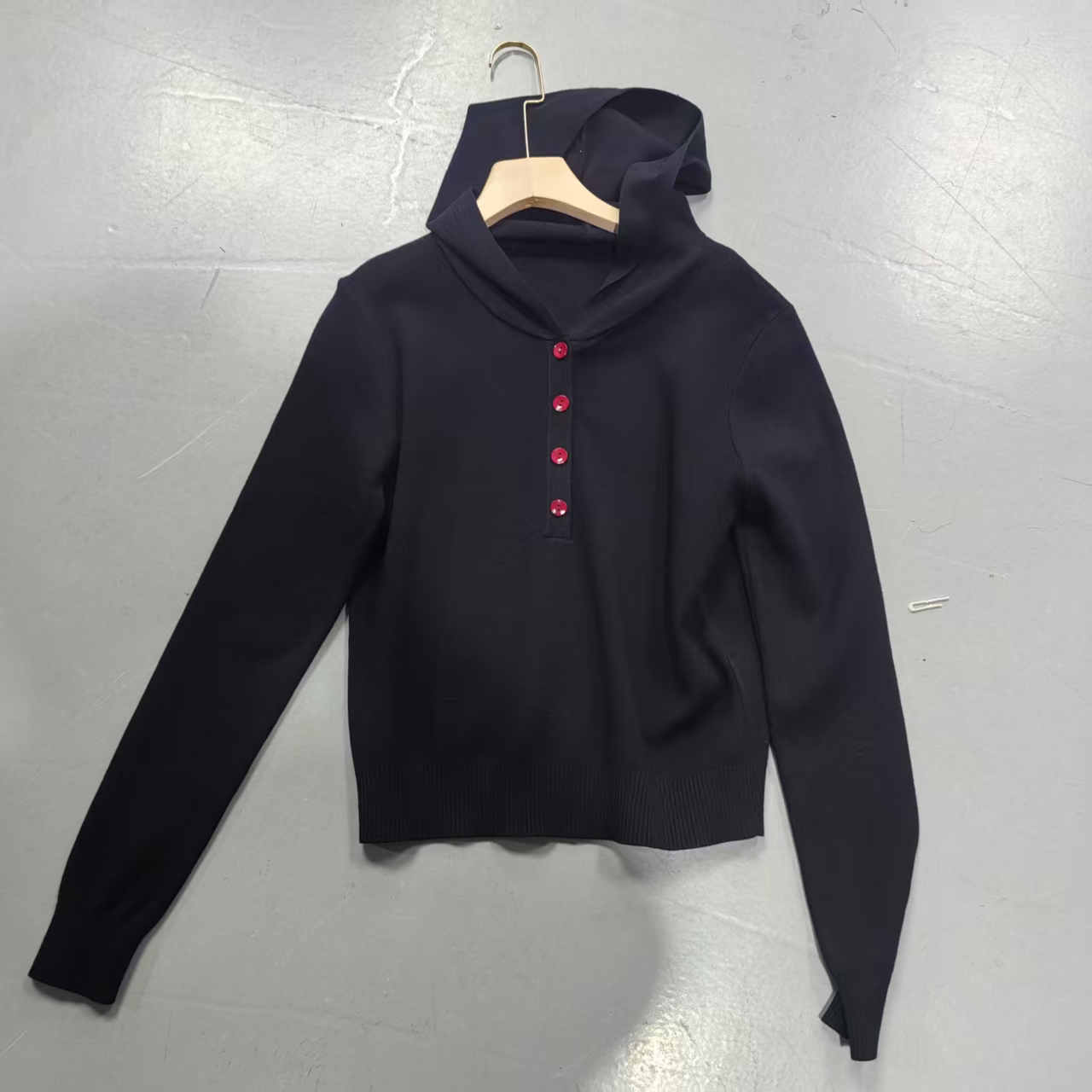 【南油玲姐】黑色连帽针织衫MY1010