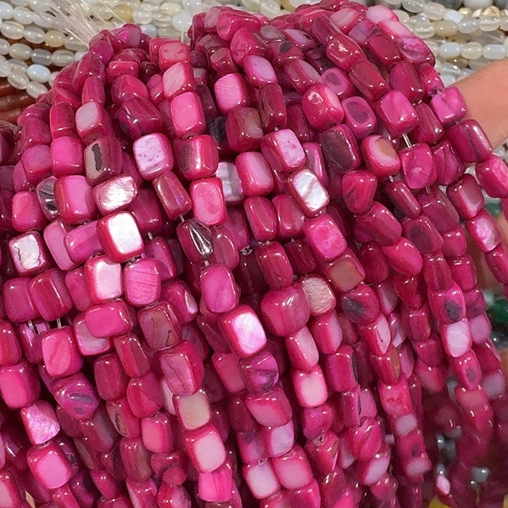 玛瑙/玉髓合金珠宝半成品4条紫红色不规则桶珠