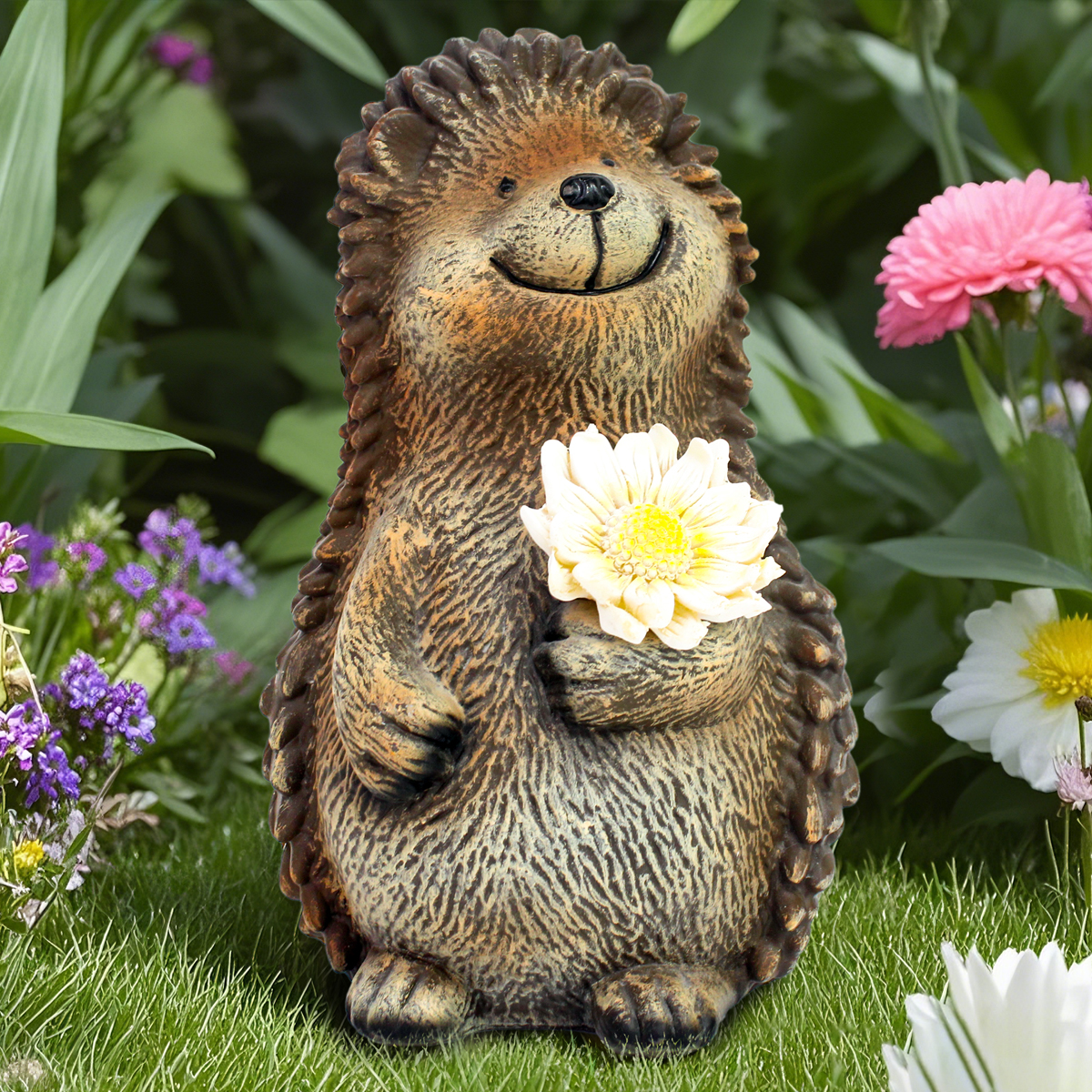 优伲嘉树脂复古庭院动物摆件刺猬装饰摆件阳台户外发光摆件装饰