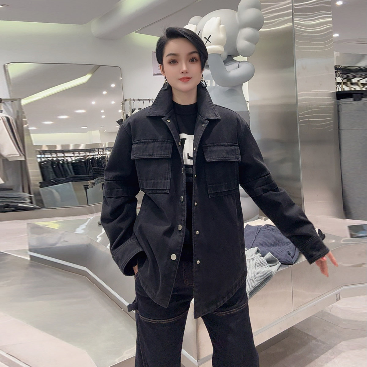 【华尔街名品】2025秋冬新款美式休闲风工装牛仔夹克填充白鹅绒-T04